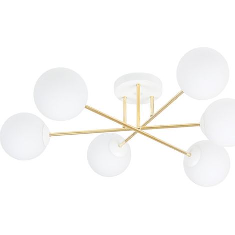Lampada a Soffitto Magnum, Acciaio verniciato a polvere, Vetro, Bianco, Oro, 75x26x75 cm (1/5)