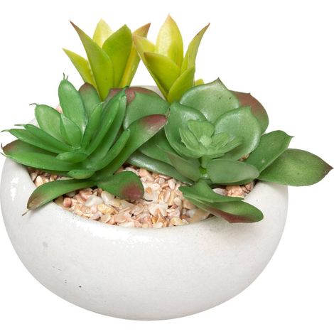 Planta de grasa artificial - maceta de cemento - H10 cm - Atmosphera créateur d'intérieur