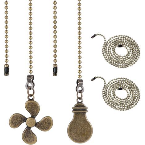 Lot de 2 chaînes de traction pour ventilateur en métal, 30 cm chaîne de traction pour ventilateur, chaîne de traction pour ventilateur de plafond, extension de chaîne de ventilateur (bronze) (1/4)