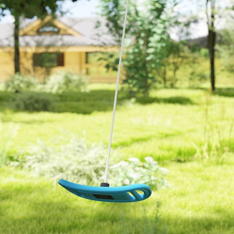 Columpio infantil para uso interior y exterior con cuerda ajustable, mosquetón, carga máxima 70 kg, azul.