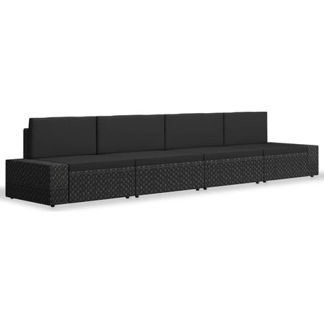 Maison Exclusive - 4-tlg. Garten-Lounge-Set Poly Rattan Schwarz