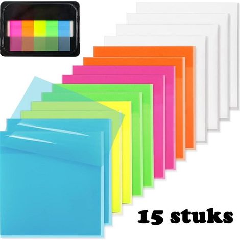 Set di 15 pezzi di post-it trasparenti, linguette, etichette indice scrivibili, segnalibri, post-it autoadesivi per appunti di studio, libri (1/5)