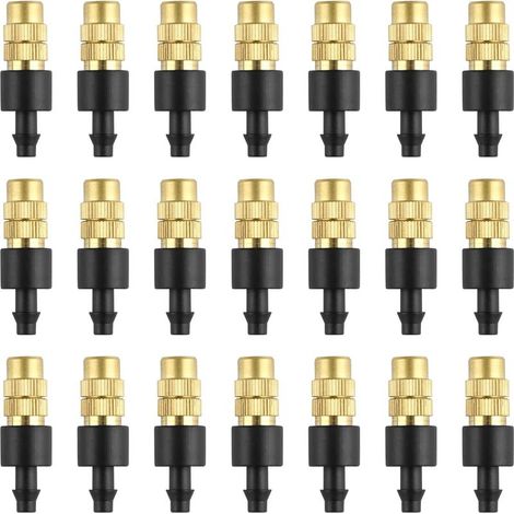 30 Stück Messing-Sprühdüsen, verstellbare Kupfer-Tropfbewässerungs-Zerstäuberdüse 4/7 mm, Mikrosprinkler-Gartenkühlungsgerät für Rasen, Gemüse, Gewächshaus (1/5)