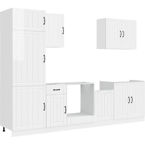 Maison Exclusive - Set Mobili da Cucina 7 pz Lucca BiancLucido in Truciolato (1/5)
