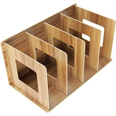 Trieur bureau bois simple, presse-livres modulable pour revues, CD et classement (1/5)
