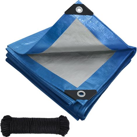 1 Bâche Anneaux, Tissu Polyéthylène 120g/m², Imperméable Anti-UV, Pour Jardin Camion Voiture
