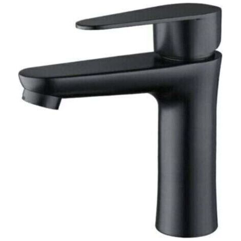 Robinet de salle de bain noir mat - Mitigeur élégant pour lavabo, eau chaude/froide, lavage des mains