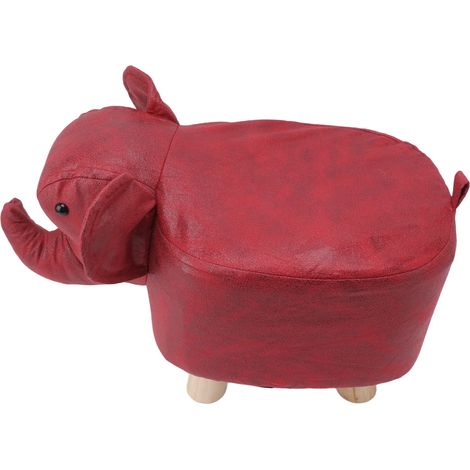 Tabouret éléphant en forme d'animal, antidérapant, silencieux, confortable, stable, multifonctionnel et mignon pour enfants, rouge. (1/5)