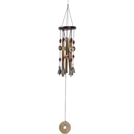 Traditionelles chinesisches Windspiel aus Bronze für den Außenbereich mit 4 Röhren und 5 Glocken – 60 cm (1/5)