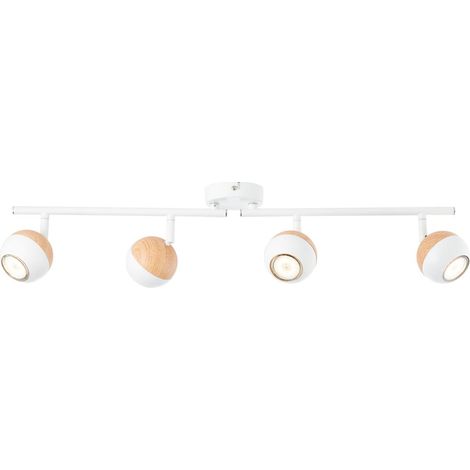 BRILLIANT Lampe Scan LED Spotrohr 4flg weiß/holz hell 4x LED-PAR51, GU10, 3W LED-Reflektorlampen inklusive, (250lm, 3000K) Köpfe schwenkbar / Arme drehbar (1/4)