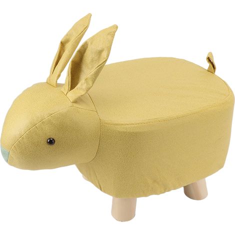 Tabouret en bois jaune en forme d'animal de dessin animé, idéal pour la chambre d'enfant, le salon ou la cour. Parfait pour la salle de jeux ou le jardin.