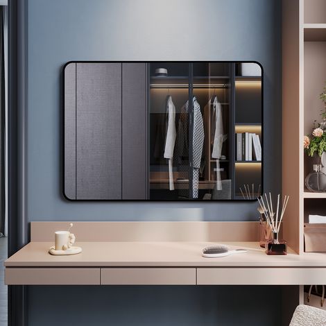 ELEGANT Modern Freestanding Mirrors with Clearly Visible, Wall-Mounted Square Dressing Mirror, Easy to Install, Suitable for Various Home Styles, 1000 x 700 x 35mm (1/5)