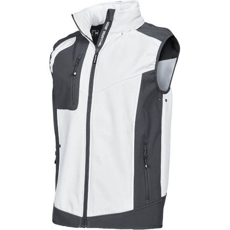 Gilet de Travail Sans Manches Fabio - Taille 3XL - Blanc/Gris - Résistant et Confortable - D-Work