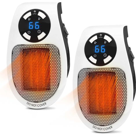 Chauffage Soufflant 2 Pièces,Radiateur Soufflant Salle de Bain,Mini Chauffage pour la maison et les déplacements, Radiateur Soufflant avec thermostat, Minuterie, Affichage, 500 watts, 50Hz/60Hz (1/5)