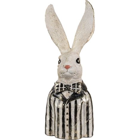 Statue de Lapin Décoration de Pâques Buste Classique en Polyrésine Blanc et Noir 42 cm - PANGIVO (1/5)