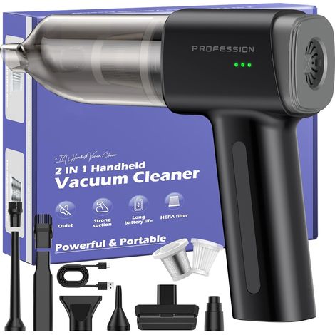 Aspirateur Voiture Puissant sans Fil 28000Pa Aspirateur a Main Rechargeable Portable USB-C Maison Bureau (Noir) (1/5)