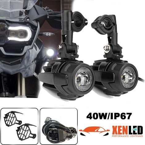 2x Feux LED longue portée + Antibrouillard - Performance+ - 40W - MOTO - QUAD - COMBO LIGHT - Aluminium - BW001 (1/5)