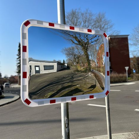Verkehrsspiegel eckig rot/weiß 60x80cm Sicherheitsspiegel für innen und außen (1/5)