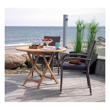 Table de jardin ronde 100x75 cm en teck naturel
