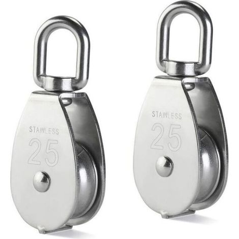 2 Pièces Poulie de levage de poulie en acier inoxydable à poulie simple,Poulie Inox 304 M25 Poulie De Levage 400kg - Argent