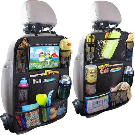 Organizador para asiento de coche，Protector de asiento infantil de 2 piezas，Apto para iPad de hasta 10"，Permite guardar juguetes，42 x 62 cm (1/5)