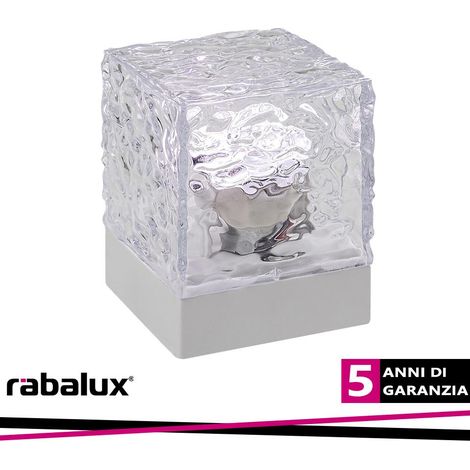 Lampada da tavolo decorativa bianca con paralume decorativo trasparente, quadrata, a batteria ricaricabile, con telecomando, ideale per camera da letto e cameretta bambini, dimmerabile, LED RGB, 1W, C (1/3)