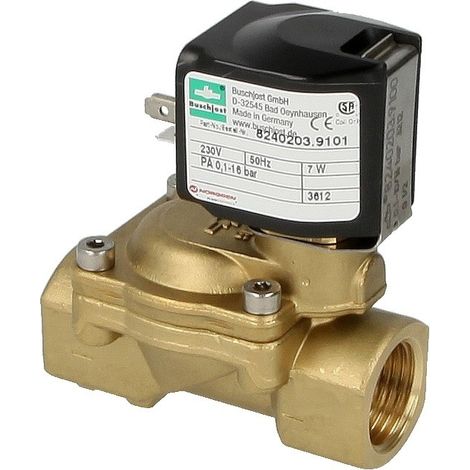 Electrovanne Buschjost 8240203.9101.2305 G1/2,3.8m³/h,0.1-16bar +110°C,FPM,230VAC