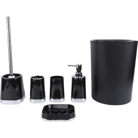 Ensemble d'accessoires de salle de bain pratiques en PP : poubelle, gobelet pour bain de bouche, brosse de toilette et distributeur de savon pour la maison. (1/5)
