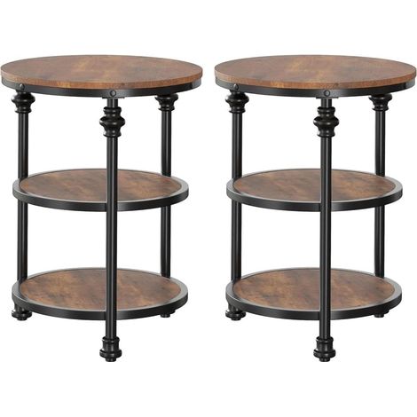2 tables basses rondes 3 niveaux - bois métal (1/5)