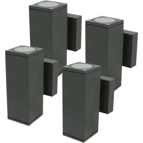 Set di 4 applique VENICE quadrato Antracite esterno biemissione GU10 IP54