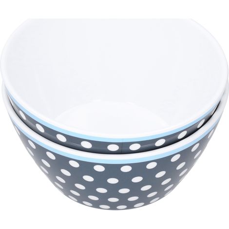 Ensemble de 4 Bols à Salade 6 Pouces en Céramique Imitation Porcelaine, Service de Table Bleu Foncé à Points