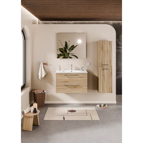 Meuble NEPTUNE Bois Clair 80 cm - Miroir Elégance (1/5)