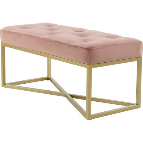 Panca imbottita Cameron in velluto rosa antico e oro (1/3)