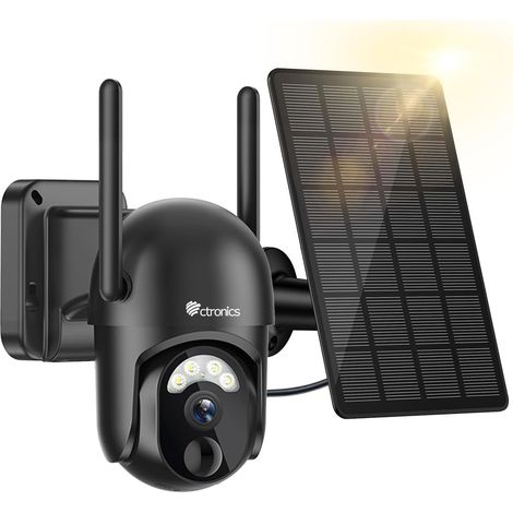 2K Caméra Surveillance WiFi Extérieur Solaire, 360°PTZ Caméra de Surveillance sans Fil sur Batterie,2.4/5GHz WiFi, Vision Nocturne Couleur PIR Détection Humaine Audio Bidirectionnel IP66 (1/5)