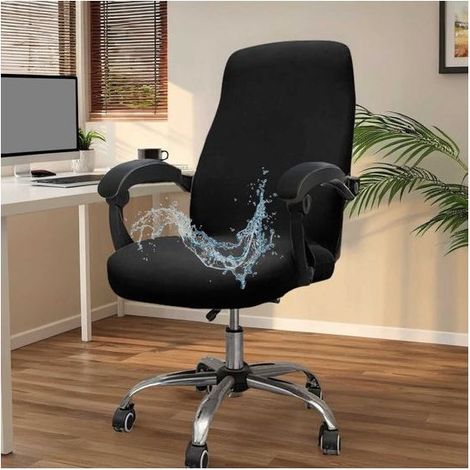 Housse de Chaise de Bureau Élastique Universelle pour Fauteuil d'Ordinateur, Noire, Taille L (1/5)