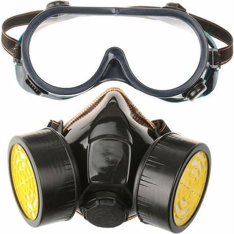 Masque à gaz professionnel masque de peinture au charbon actif respirateur avec 2 filtres anti-poussière, pesticides, formaldéhyde, laque colorée (1/5)