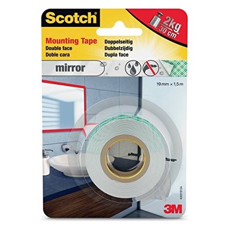 3M – Ruban adhésif double face 19mm – Mousse polyuréthane – Résistant à l'humidité – Fixation durable pour miroirs et objets (1/8)