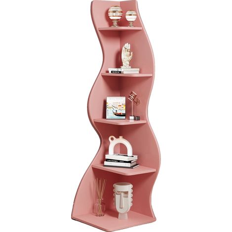 Étagère d'angle, étagères réglables, style moderne minimaliste, Rose (1/2)