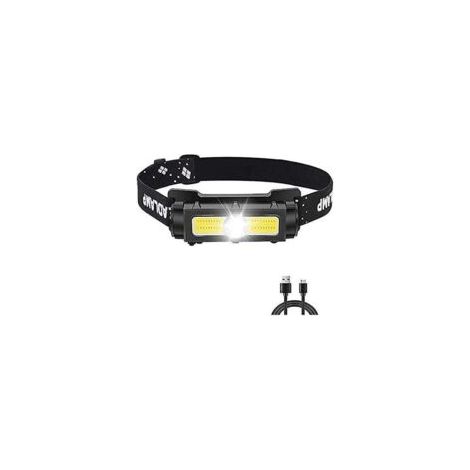 Leistungsstarke 1000-Lumen-Stirnlampe, wiederaufladbare LED-Stirnlampe mit rotem und weißem Licht und abnehmbarem Magneten, 7 Modi für Laufen, Camping, Angeln [Energieklasse - Crezuo] (1/4)