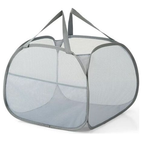 Foldable laundry basket with handle, suitable for bathrooms, laundry rooms, etc., gray. (1/5)