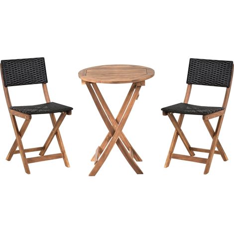 Bistro Set RIVAROTTA Akazienholz Braun / Schwarz