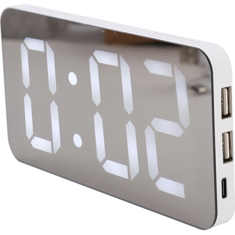 Multifunktionaler digitaler LED-Wecker mit 2 USB-Anschlüssen, automatischer Dimmfunktion, für Schlafzimmer und Büro TS-8201-W (1/5)