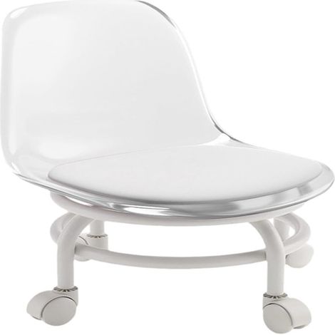Tabouret pivotant bas avec roulettes, dossier, 360°, pour nettoyage — (hauteur réglable) (1/5)