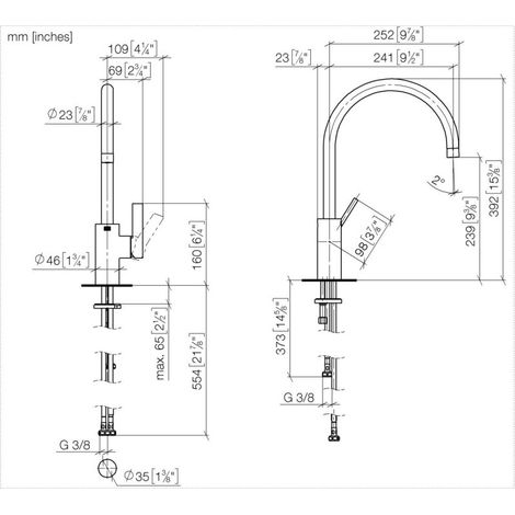 Dornbracht 33836875-99 EHM pour douchette de rinçage/professionnelle TARA ULTRA (1/2)