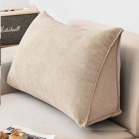 Coussin de Lecture Compensé, 603520cm Coussin Canapé Triangulaire Support Lombaire Gros Oreiller Cale Dos Tête de lit, Beige (1/5)