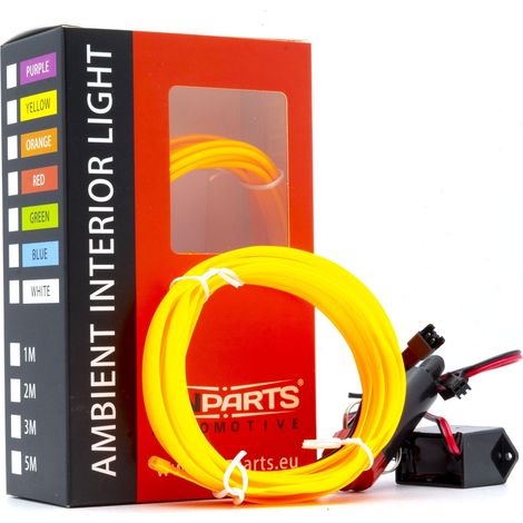 Guida luminosa a LED per auto, luce ambientale 12 V, ambra, 2 metri (1/4)