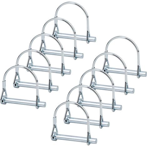 10pcs Goupille de verrouillage, 1/4 "Goupille de blocage d'arbre de fil rond - Pto Pin Goupille d'attelage de coupleur de sécurité, pour Ferme Trailers Jardin Pelouse (1/5)