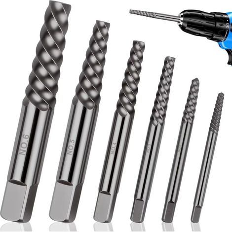 Extracteur de Vis Cassée Tourne a Gauche Extracteur 6Pcs Kit D'extracteur de Vis Cassé Extracteurs à Gauche avec Boîte de Rangement pour Enlever Cassées Coincées ou Abîmées (1/5)