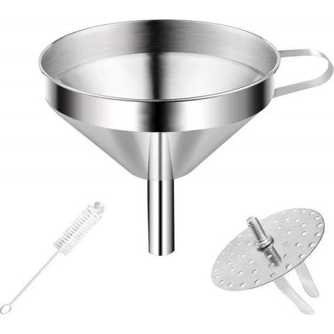 Entonnoir Cuisine, entonnoirs inox avec filtres et une brosse pour cuisson,transfert de liquide,d'huiles essentielles,poudre (1/4)