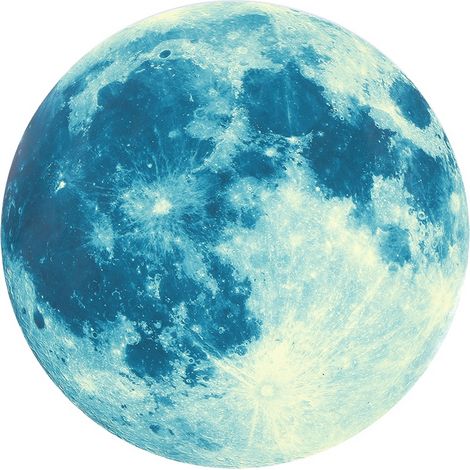 Sticker mural lumineux Lune Terre Planète 30 cm, décoration lune, bleu (1/5)